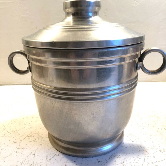 6711 Vtg Mid Century NASCO Metal Ice Bucket w/ Lid Made in Italy Aluminum